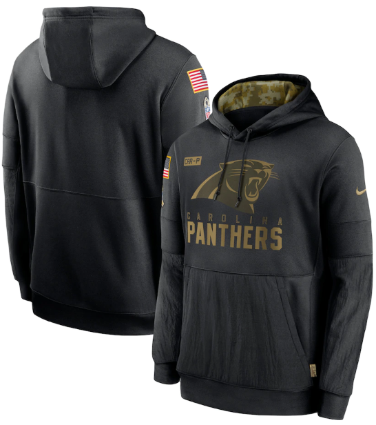 Men's Carolina Panthers 2020 Black Salute to Service Sideline Performance Pullover Hoodie